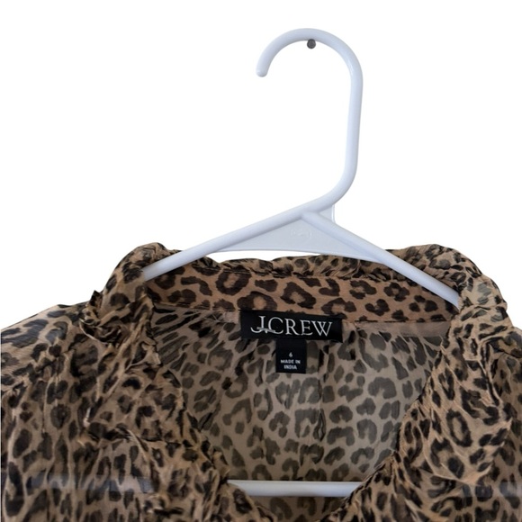 J. Crew Ruffle button-up shirt in leopard-print crinkle chiffon - Picture 8 of 8